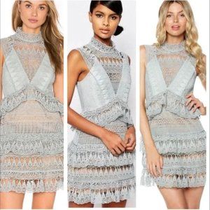 Self Portrait Teardrop Guipure Paneled Mini Dress